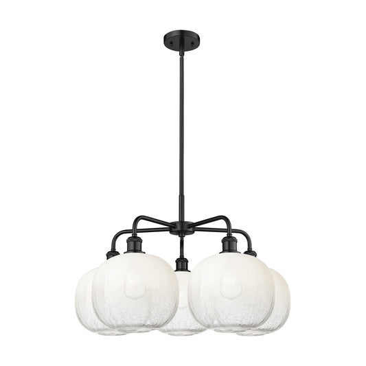 Innovations Brookhaven Sphere 29in 5-Light Chandelier | Industrial Matte Black Steel and Opal Glass | Dining Room & Living | Model 516-5CR-BK-G481-10OP