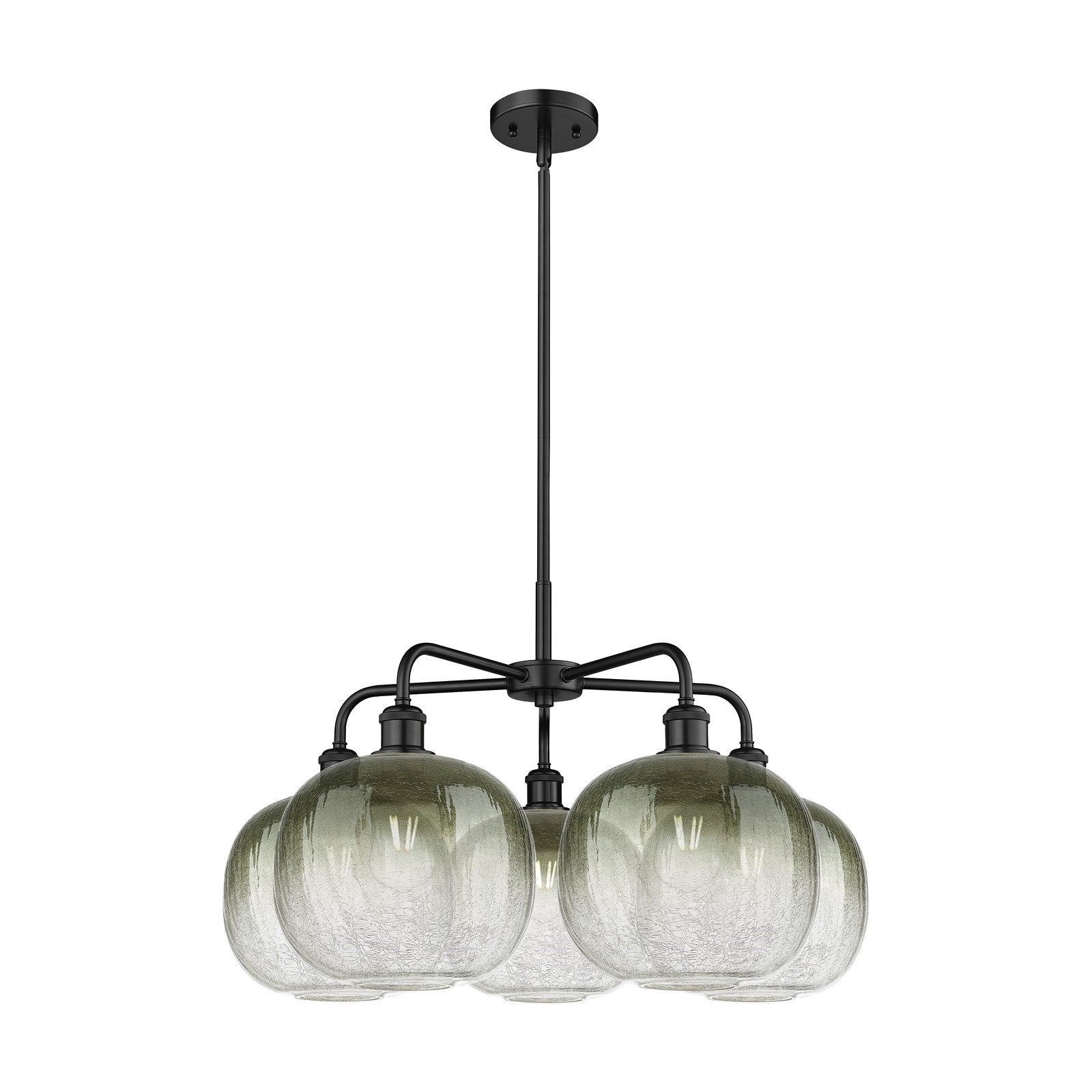 Innovations Brookhaven Sphere 29in 5-Light Chandelier | Industrial Matte Black Steel and Slate Glass | Dining Room & Living | Model 516-5CR-BK-G481-10SL