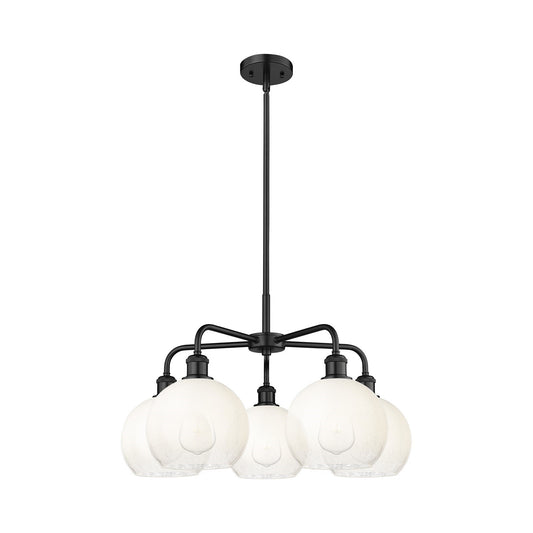 Innovations Brookhaven Globe 26in 5-Light Chandelier | Industrial Matte Black Steel and Opal Glass | Dining Room & Living Room | Model 516-5CR-BK-G483-8OP