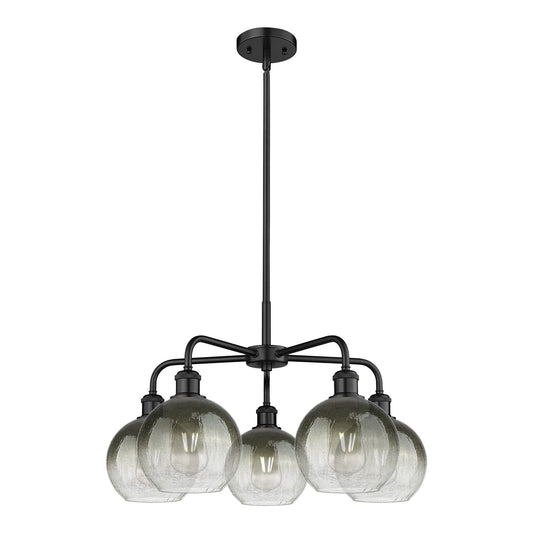 Innovations Brookhaven Globe 26in 5-Light Chandelier | Industrial Matte Black Steel and Slate Glass | Kitchen Island & Dining | Model 516-5CR-BK-G483-8SL