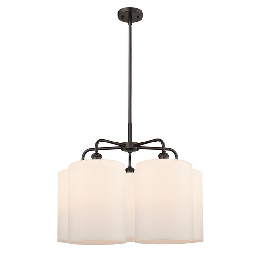 Innovations Cobbleskill 28in 5-Light Chandelier | Industrial Oil Rubbed Bronze and Matte White Glass | Kitchen Island & Dining | Model 516-5CR-OB-G111-L