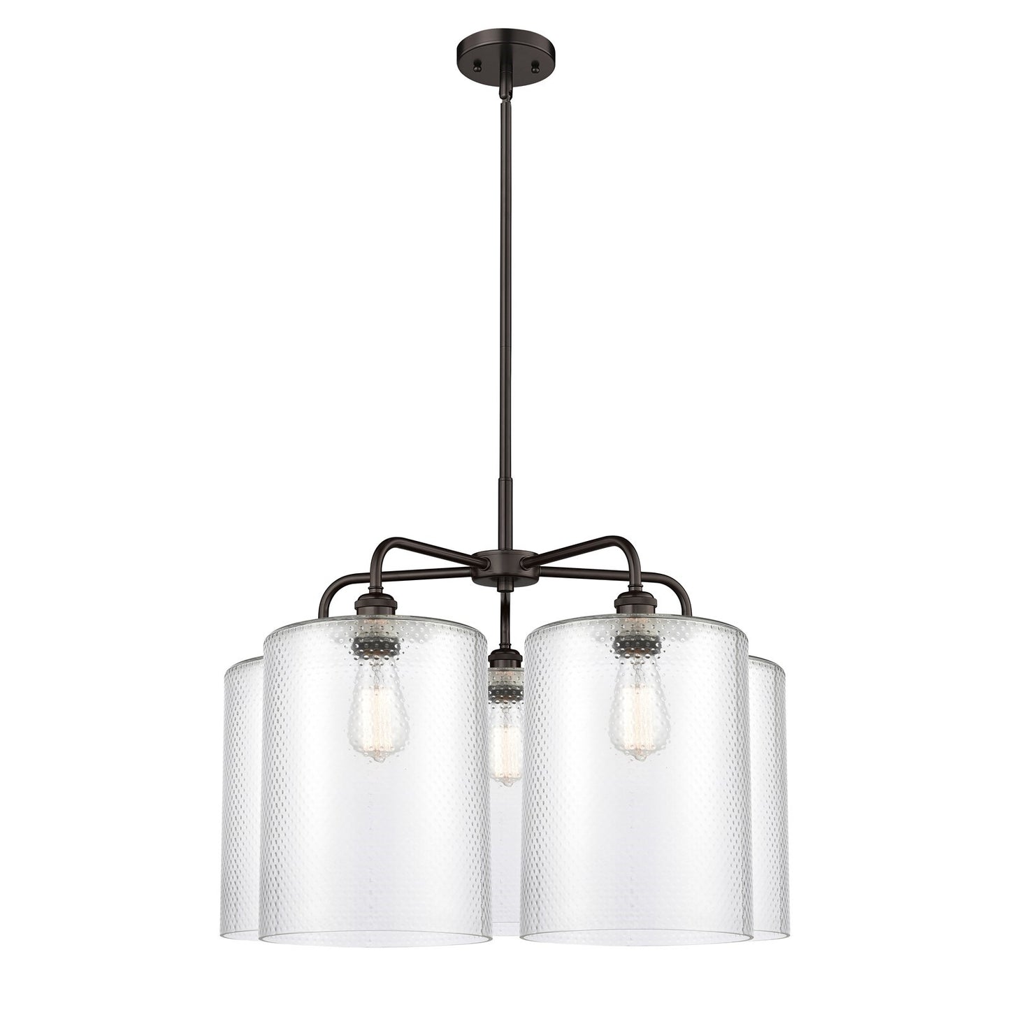 Innovations Cobbleskill 28in 5-Light Chandelier | Industrial Oil Rubbed Bronze Steel and Clear Glass | Dining Room & Living Room | Model 516-5CR-OB-G112-L