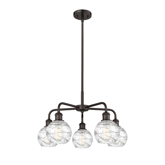Innovations Athens Deco Swirl 24in 5-Light Chandelier | Industrial Oil Rubbed Bronze Steel and Clear Deco Swirl Glass | Model 516-5CR-OB-G1213-6CL