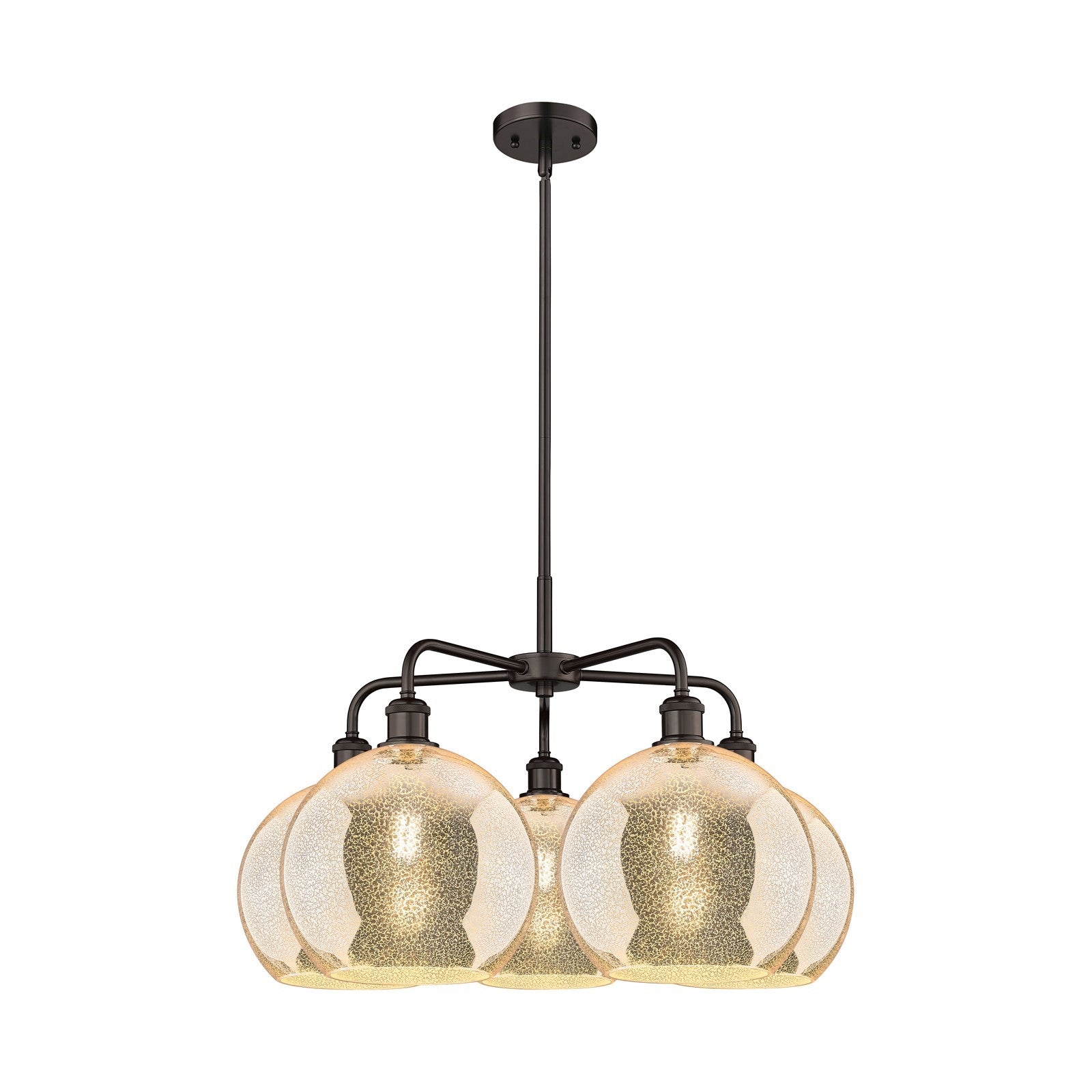 Innovations Athens 28in 5-Light Chandelier | Industrial Oil Rubbed Bronze Steel and Mercury Glass | Dining Room & Living Room | Model 516-5CR-OB-G128-10