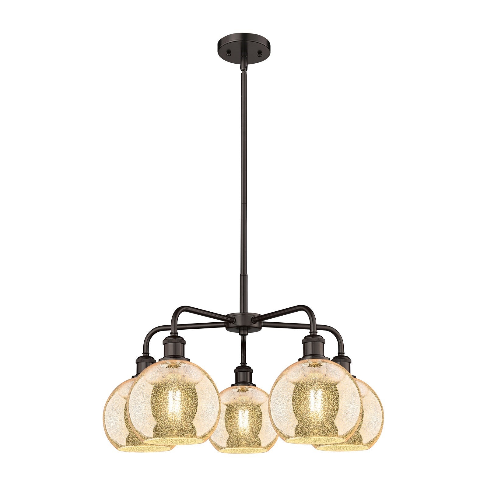 Innovations Athens 26in 5-Light Chandelier | Industrial Oil Rubbed Bronze Steel and Mercury Glass | Kitchen Island & Dining Room | Model 516-5CR-OB-G128-8