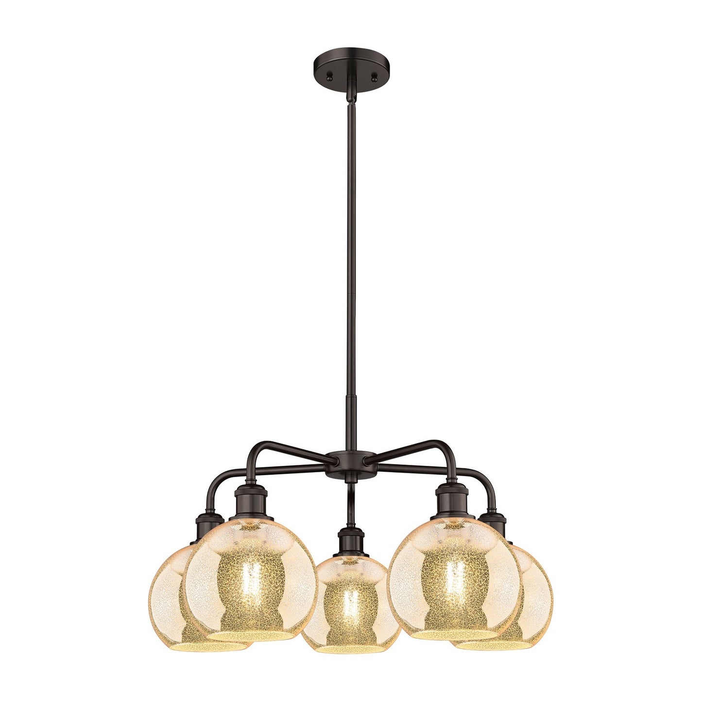 Innovations Athens 26in 5-Light Chandelier | Industrial Oil Rubbed Bronze Steel and Mercury Glass | Kitchen Island & Dining Room | Model 516-5CR-OB-G128-8