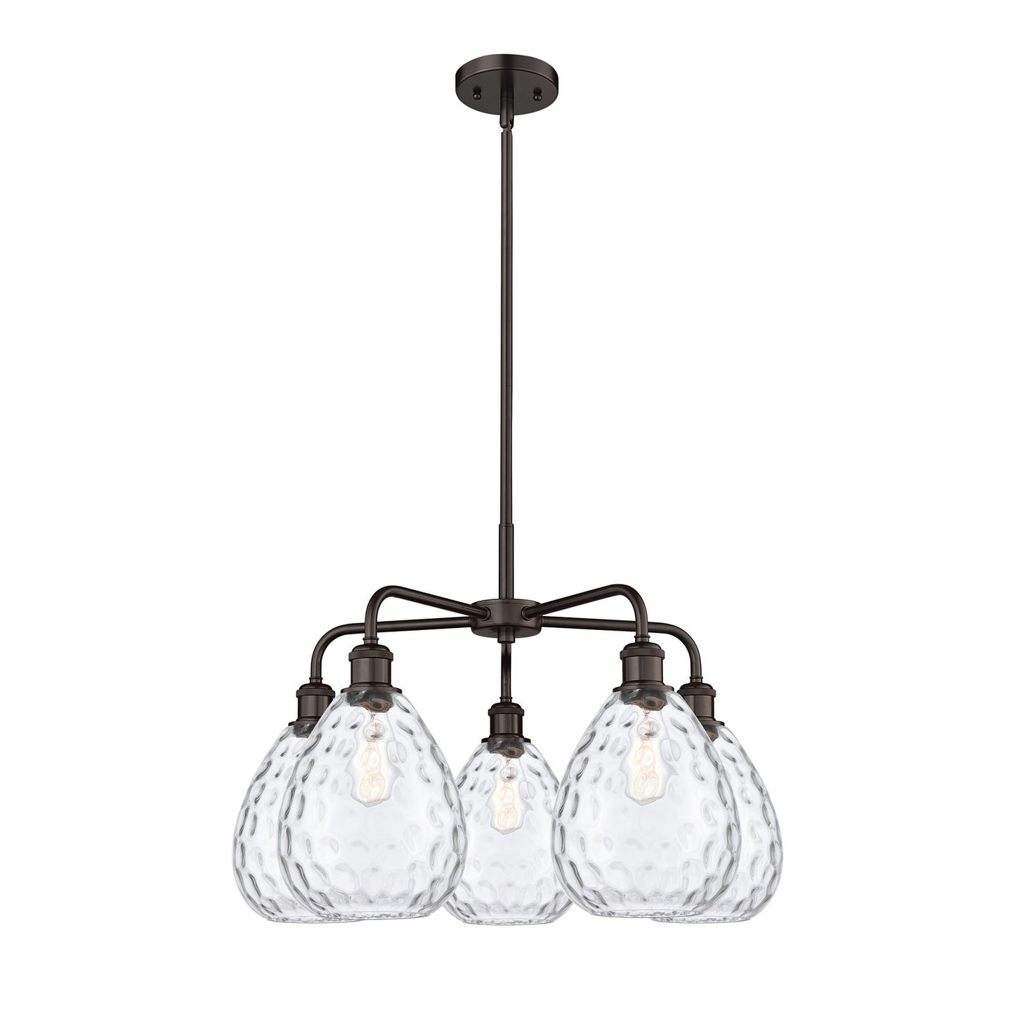 Innovations Waverly 26in 5-Light Chandelier | Industrial Oil Rubbed Bronze Steel and Clear Glass | Dining Room & Living Room | 26 | Model 516-5CR-OB-G372