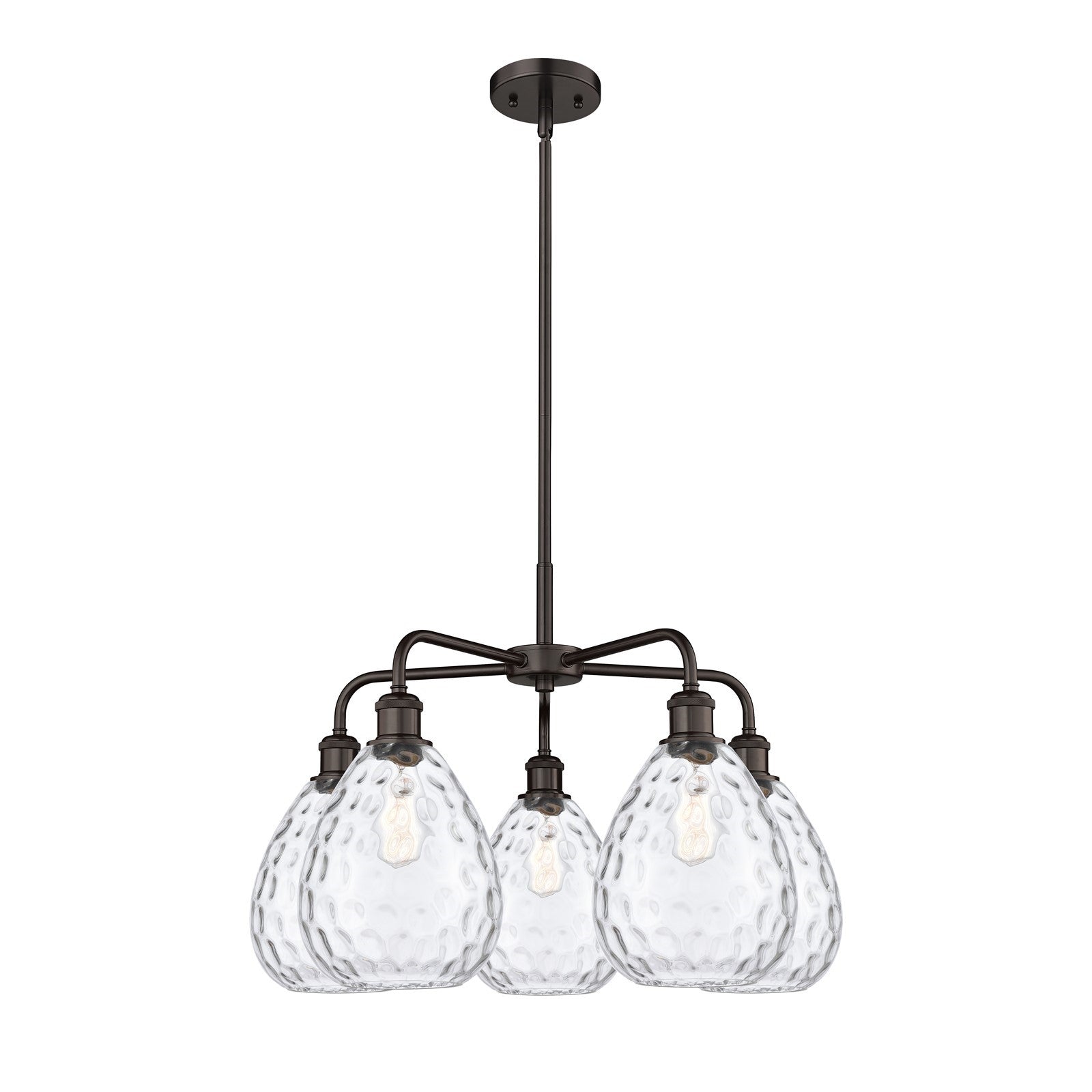 Innovations Waverly 26in 5-Light Chandelier | Industrial Oil Rubbed Bronze Steel and Clear Glass | Dining Room & Living Room | 26 | Model 516-5CR-OB-G372