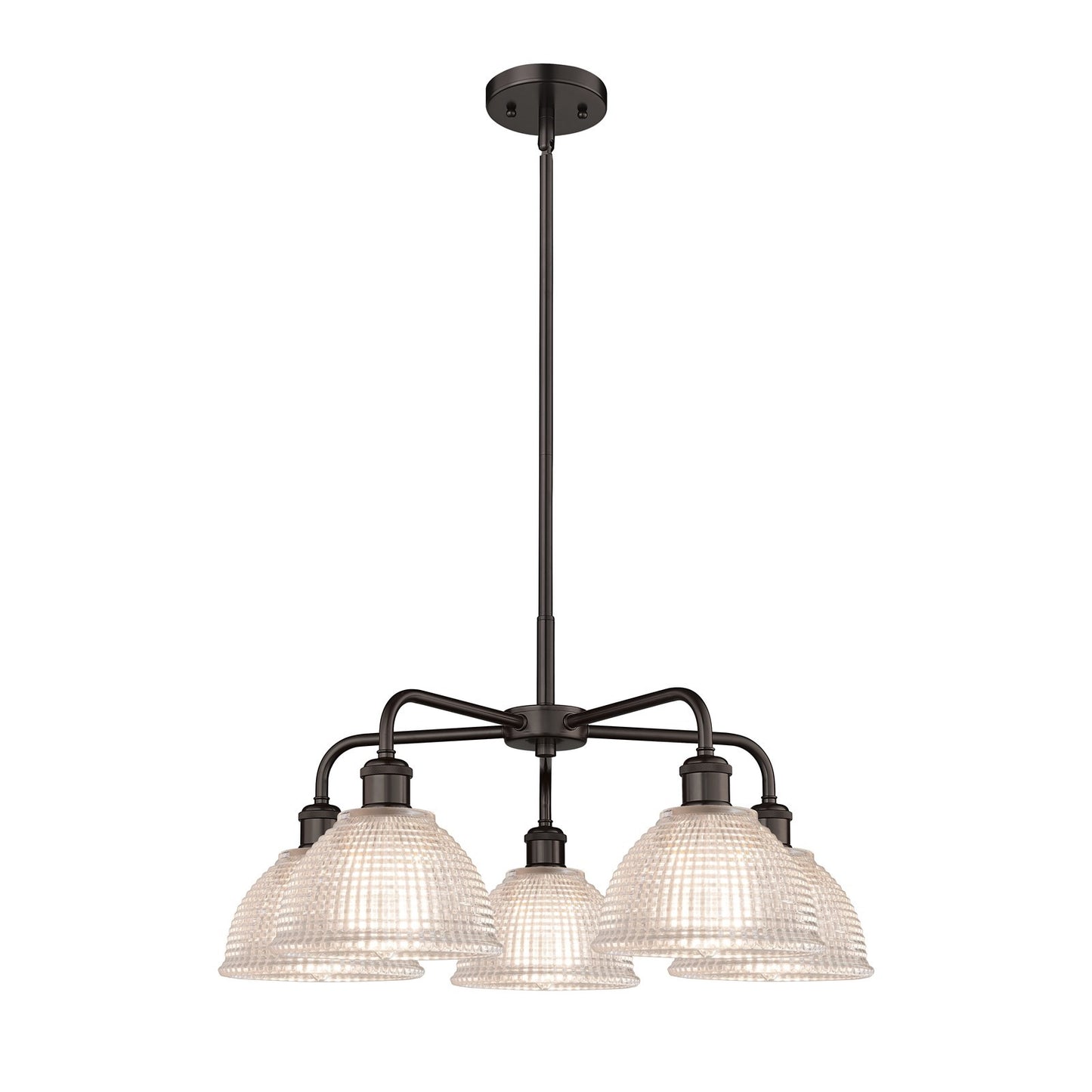 Innovations Arietta 26in 5-Light Chandelier | Industrial Oil Rubbed Bronze Steel and Clear Glass | Dining Room & Living Room | 26 | Model 516-5CR-OB-G422