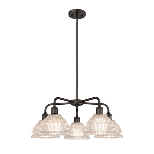 Innovations Arietta 26in 5-Light Chandelier | Industrial Oil Rubbed Bronze Steel and Clear Glass | Dining Room & Living Room | 26 | Model 516-5CR-OB-G422