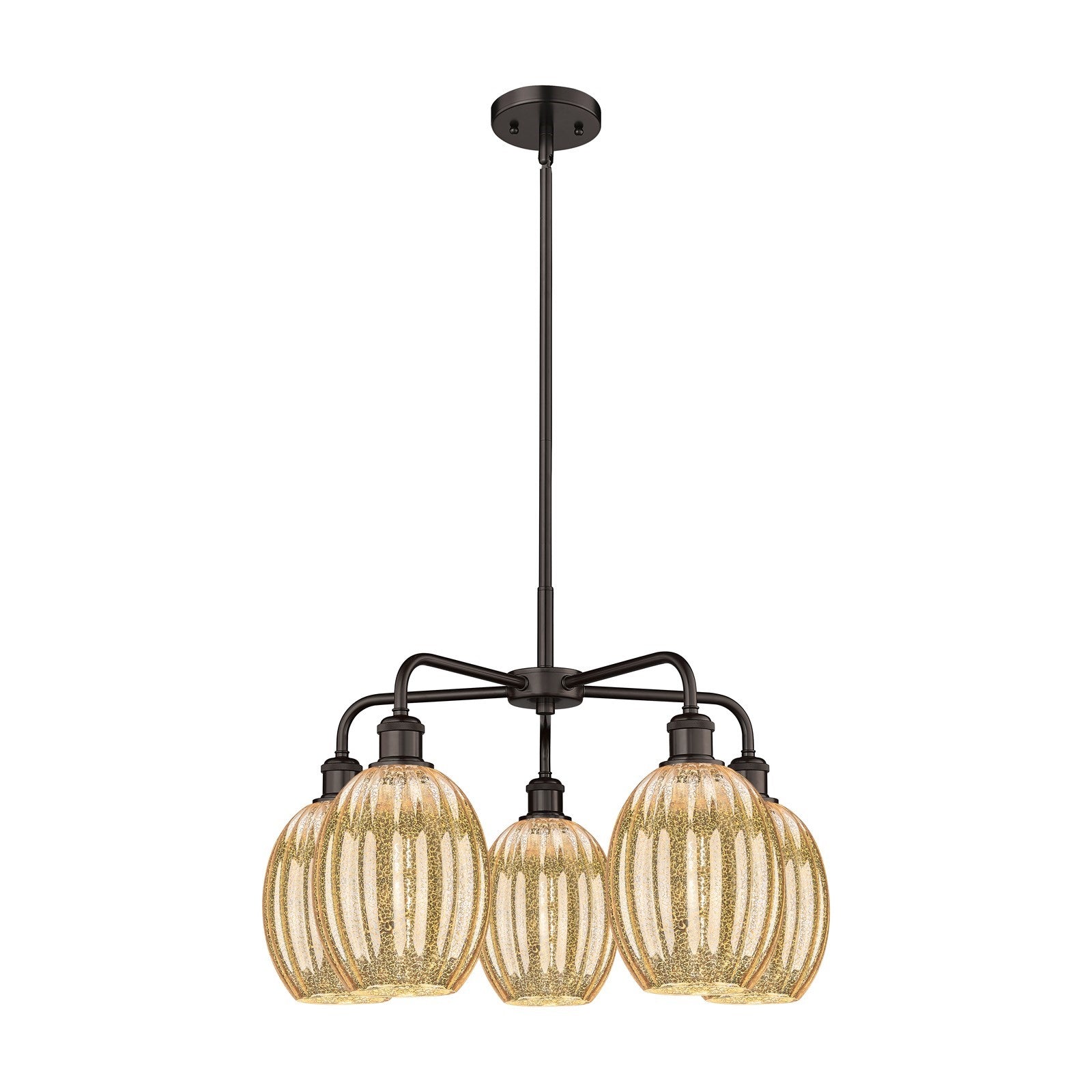 Innovations Preston Bulb 25in 5-Light Chandelier | Industrial Oil Rubbed Bronze Steel and Mercury Glass | Dining Room & Living | Model 516-5CR-OB-G459-6ME