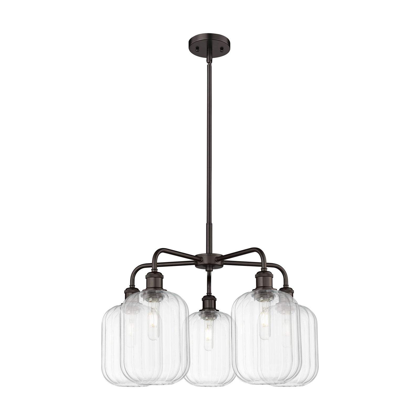 Innovations Preston Cylinder 25in 5-Light Chandelier | Industrial Oil Rubbed Bronze Steel and Clear Glass | Dining Room & | Model 516-5CR-OB-G460-7CL