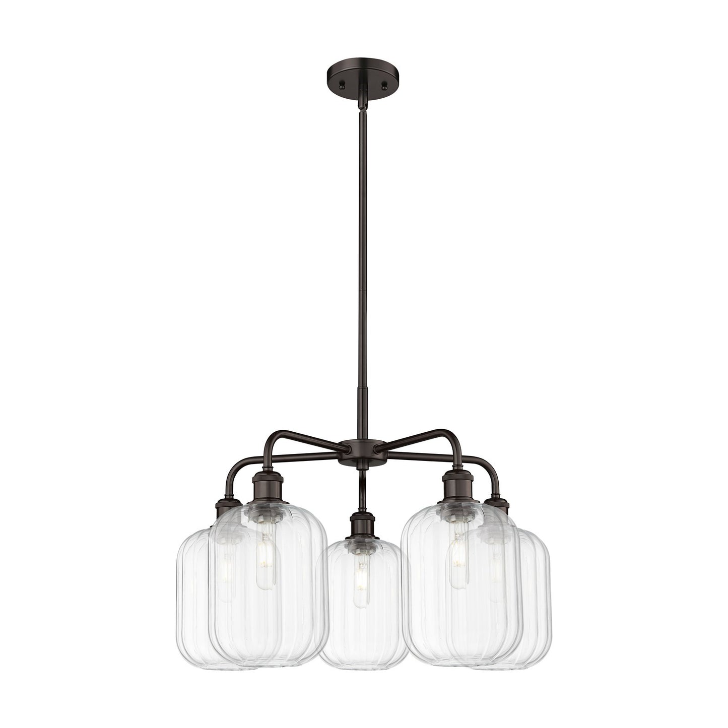 Innovations Preston Cylinder 25in 5-Light Chandelier | Industrial Oil Rubbed Bronze Steel and Clear Glass | Dining Room & | Model 516-5CR-OB-G460-7CL