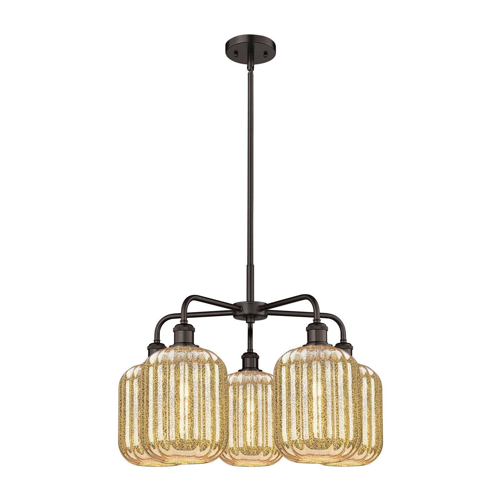 Innovations Preston Cylinder 25in 5-Light Chandelier | Industrial Oil Rubbed Bronze Steel and Mercury Glass | Dining Room & | Model 516-5CR-OB-G460-7ME