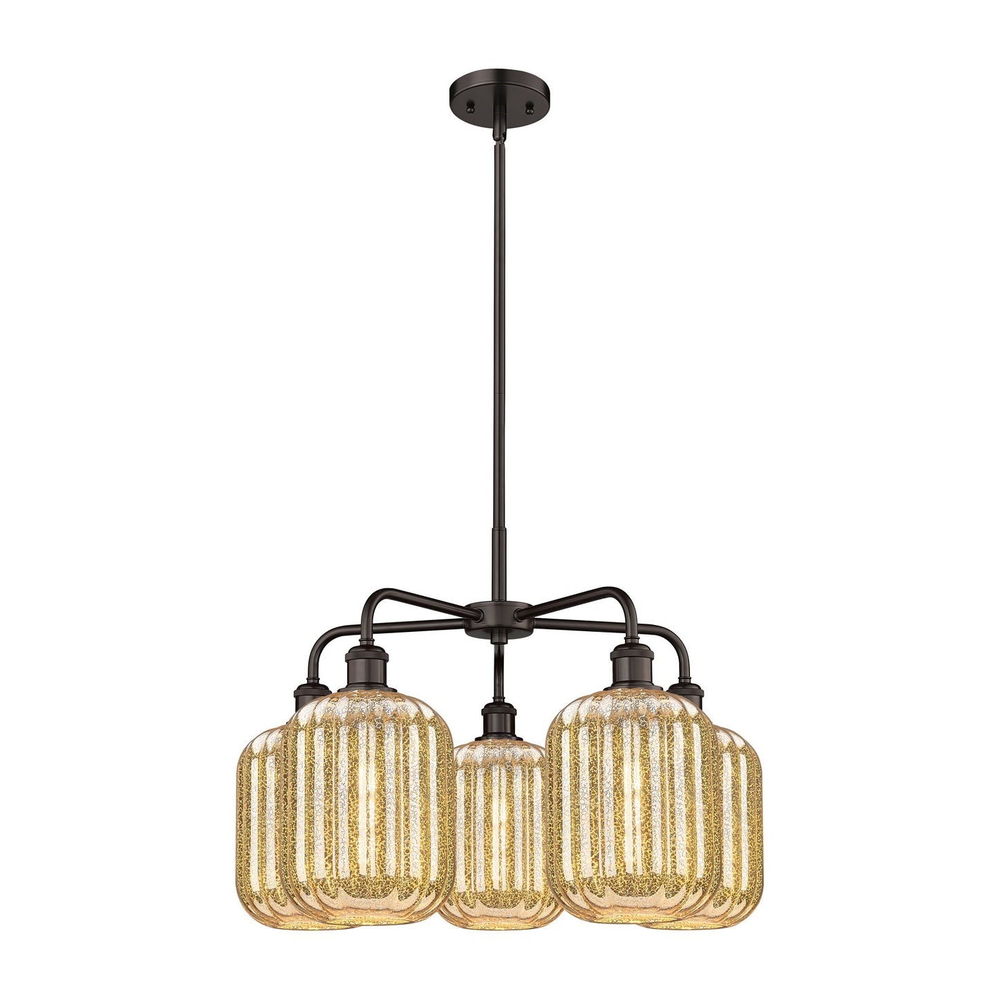 Innovations Preston Cylinder 25in 5-Light Chandelier | Industrial Oil Rubbed Bronze Steel and Mercury Glass | Dining Room & | Model 516-5CR-OB-G460-7ME