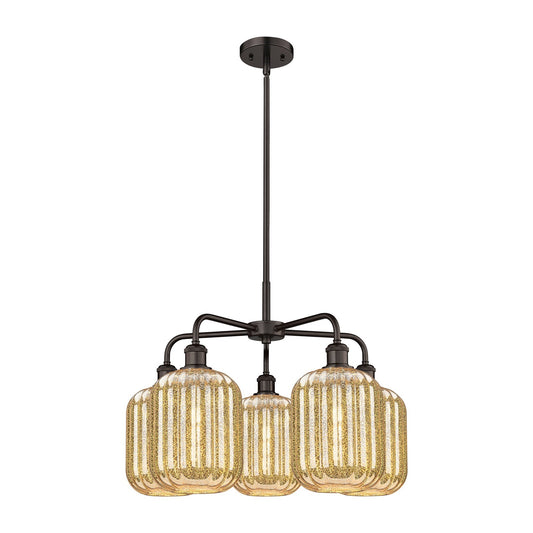 Innovations Preston Cylinder 25in 5-Light Chandelier | Industrial Oil Rubbed Bronze Steel and Mercury Glass | Dining Room & | Model 516-5CR-OB-G460-7ME