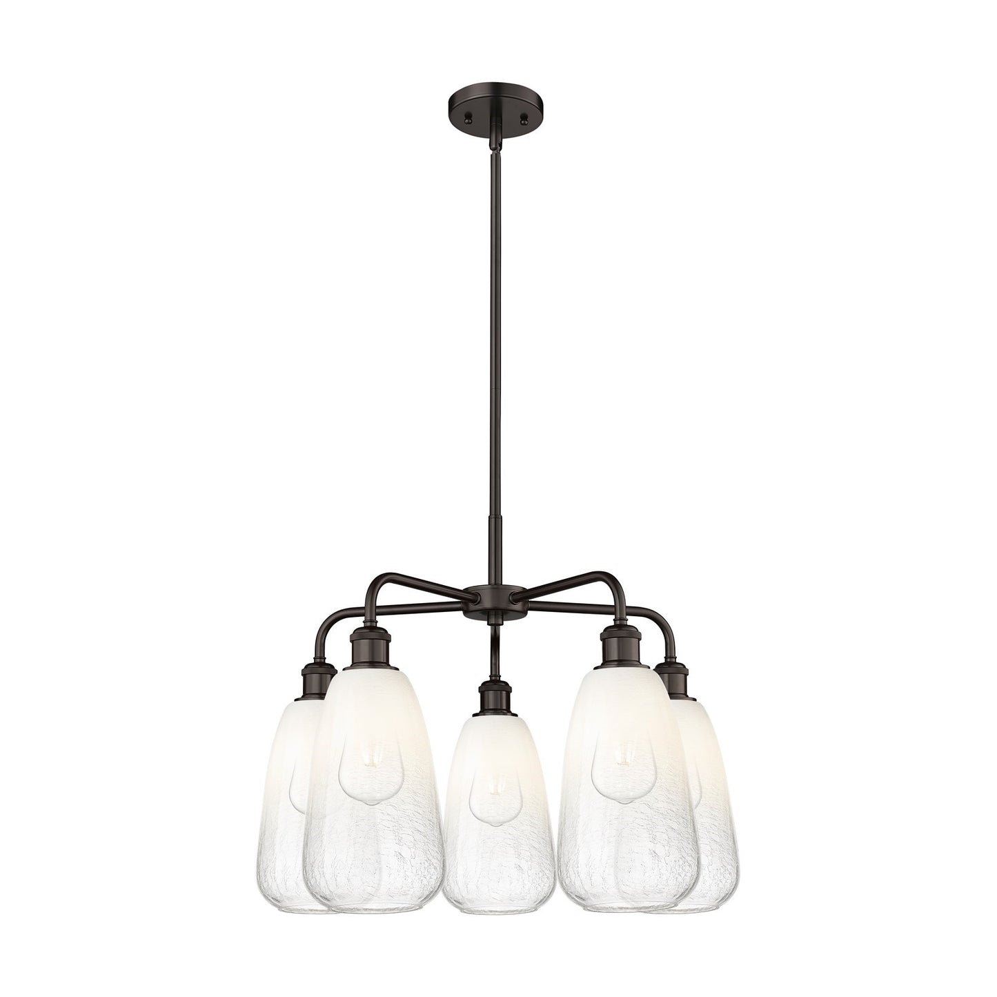 Innovations Brookhaven Almond 25in 5-Light Chandelier | Industrial Oil Rubbed Bronze Steel and Opal Glass | Kitchen Island & | Model 516-5CR-OB-G480-6OP