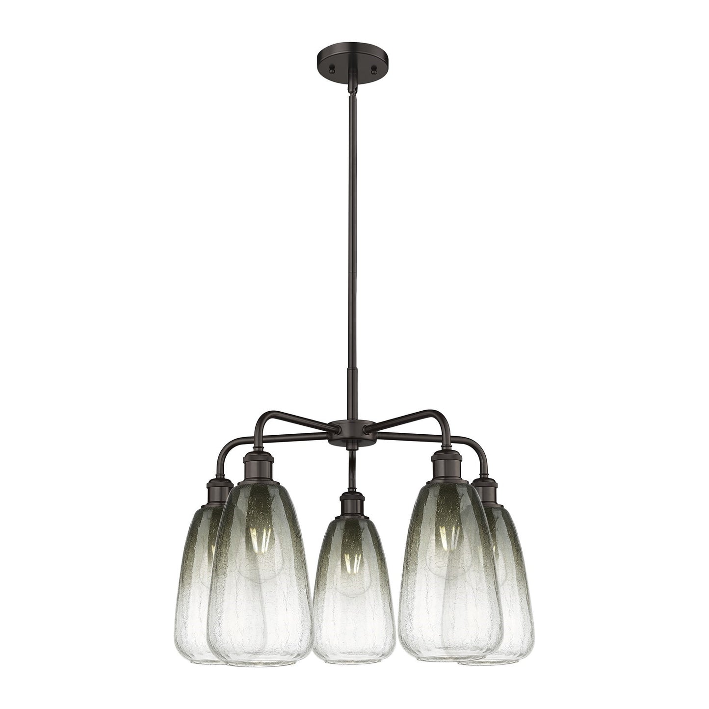 Innovations Brookhaven Almond 25in 5-Light Chandelier | Industrial Oil Rubbed Bronze and Slate Glass | Kitchen Island & Dining | Model 516-5CR-OB-G480-6SL