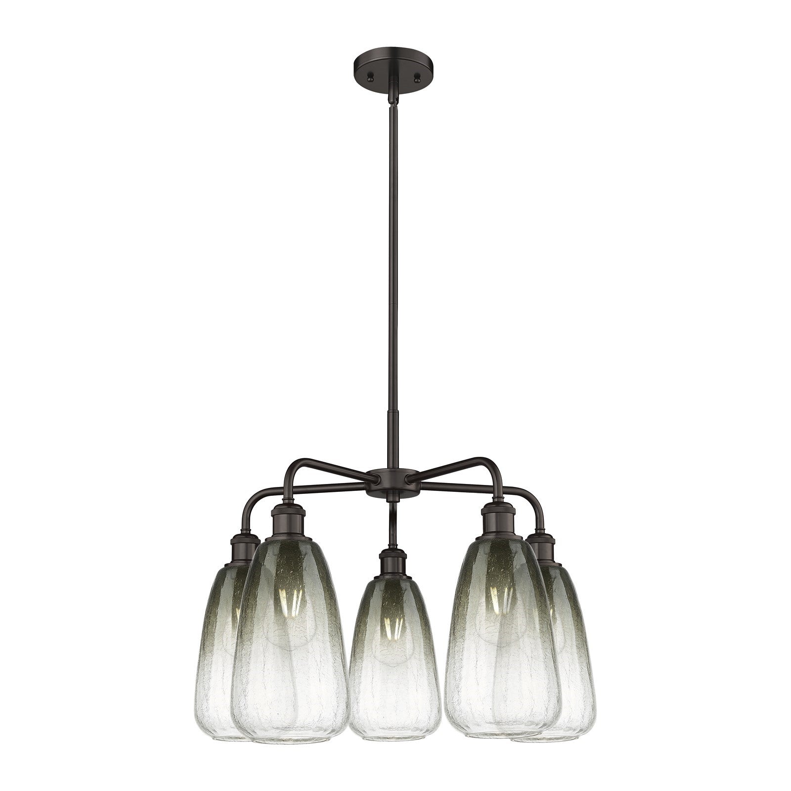 Innovations Brookhaven Almond 25in 5-Light Chandelier | Industrial Oil Rubbed Bronze and Slate Glass | Kitchen Island & Dining | Model 516-5CR-OB-G480-6SL
