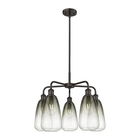 Innovations Brookhaven Almond 25in 5-Light Chandelier | Industrial Oil Rubbed Bronze and Slate Glass | Kitchen Island & Dining | Model 516-5CR-OB-G480-6SL