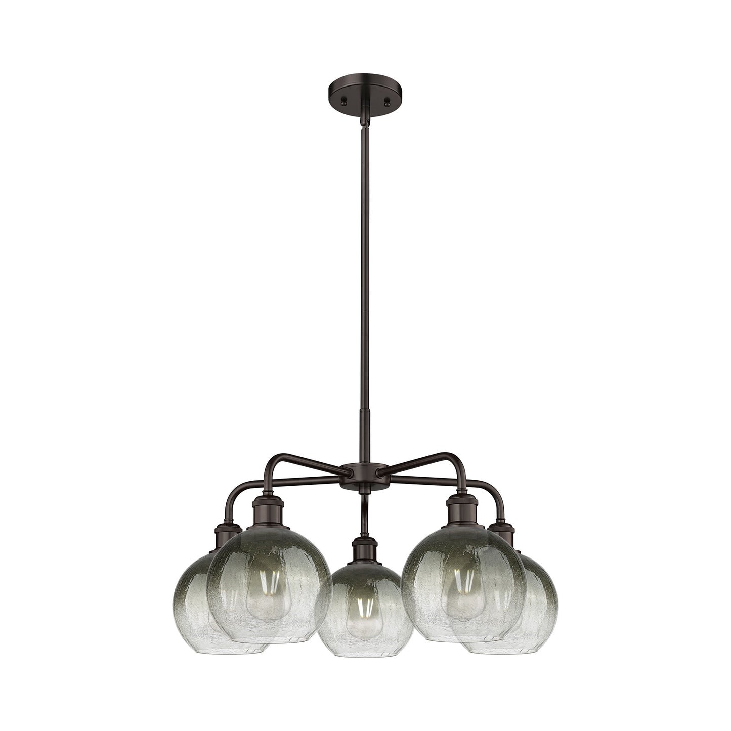 Innovations Brookhaven Globe 26in 5-Light Chandelier | Industrial Oil Rubbed Bronze Steel and Slate Glass | Dining Room & | Model 516-5CR-OB-G483-8SL