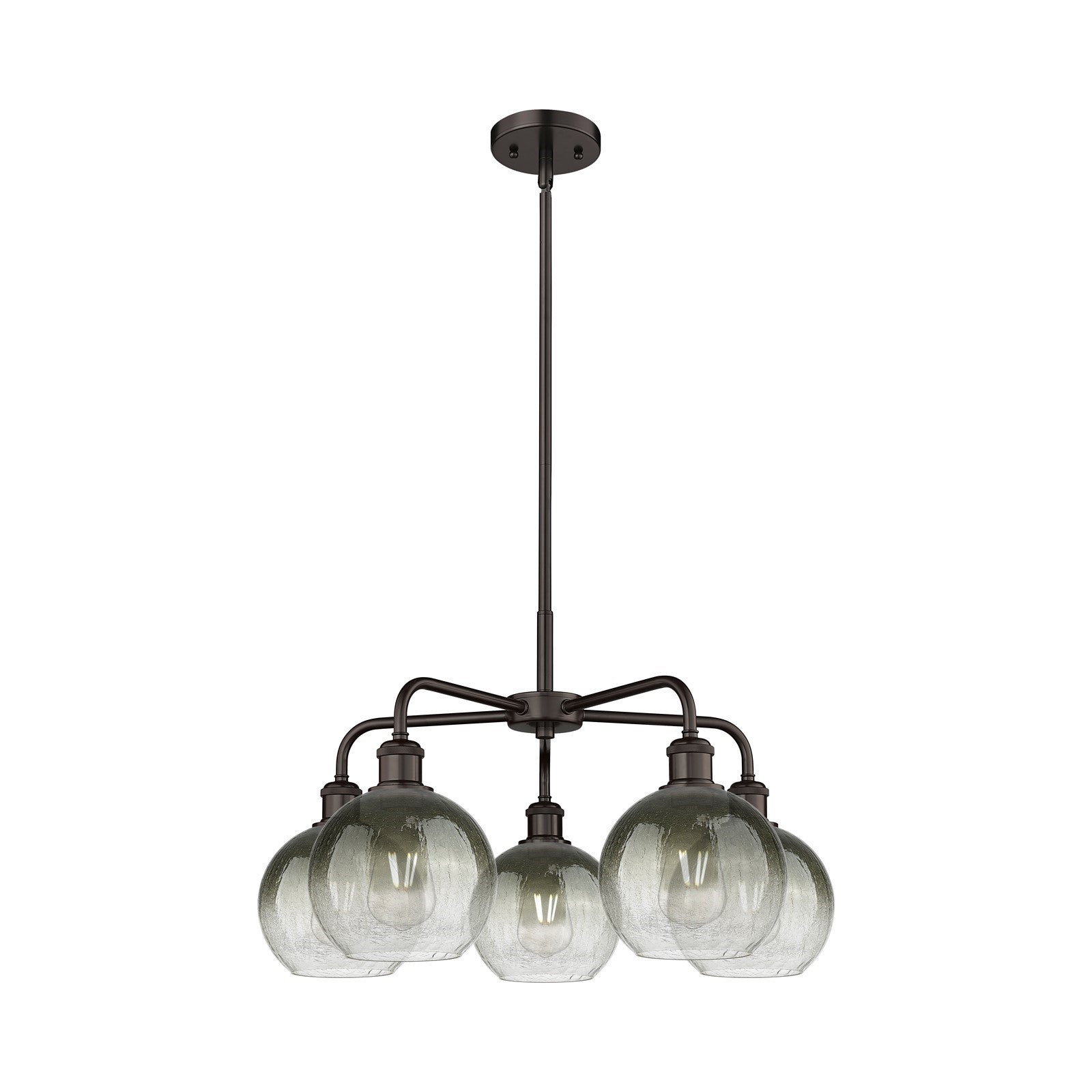 Innovations Brookhaven Globe 26in 5-Light Chandelier | Industrial Oil Rubbed Bronze Steel and Slate Glass | Dining Room & | Model 516-5CR-OB-G483-8SL