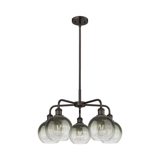 Innovations Brookhaven Globe 26in 5-Light Chandelier | Industrial Oil Rubbed Bronze Steel and Slate Glass | Dining Room & | Model 516-5CR-OB-G483-8SL