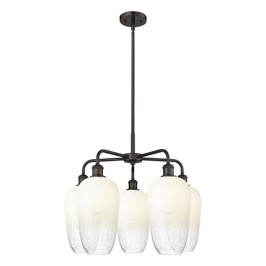 Innovations Brookhaven Flute 26in 5-Light Chandelier | Industrial Oil Rubbed Bronze Steel and Opal Glass | Dining Room & | Model 516-5CR-OB-G484-7OP