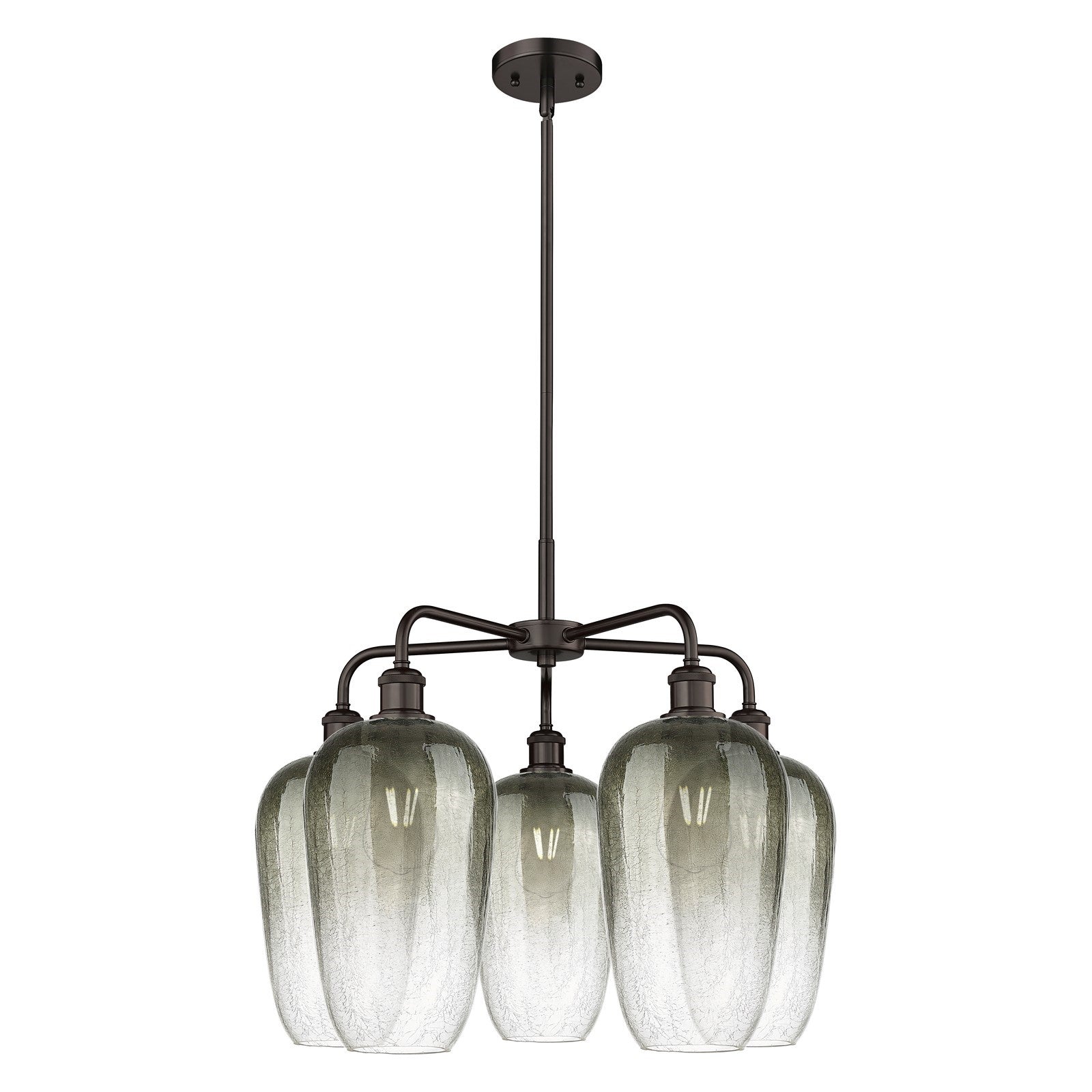Innovations Brookhaven Flute 26in 5-Light Chandelier | Industrial Oil Rubbed Bronze Steel and Slate Glass | Dining Room & | Model 516-5CR-OB-G484-7SL