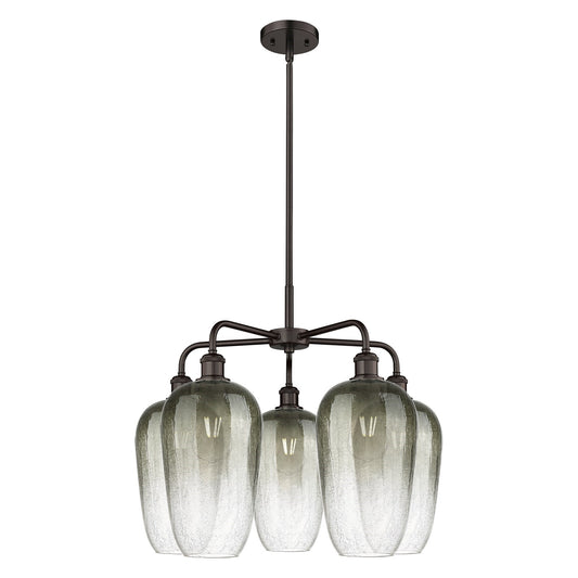 Innovations Brookhaven Flute 26in 5-Light Chandelier | Industrial Oil Rubbed Bronze Steel and Slate Glass | Dining Room & | Model 516-5CR-OB-G484-7SL