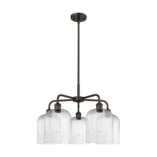 Innovations Bridal Veil 23in 5-Light Chandelier | Industrial Oil Rubbed Bronze Steel and Seedy Ribbed Glass | Dining Room & | Model 516-5CR-OB-G559-8SDY