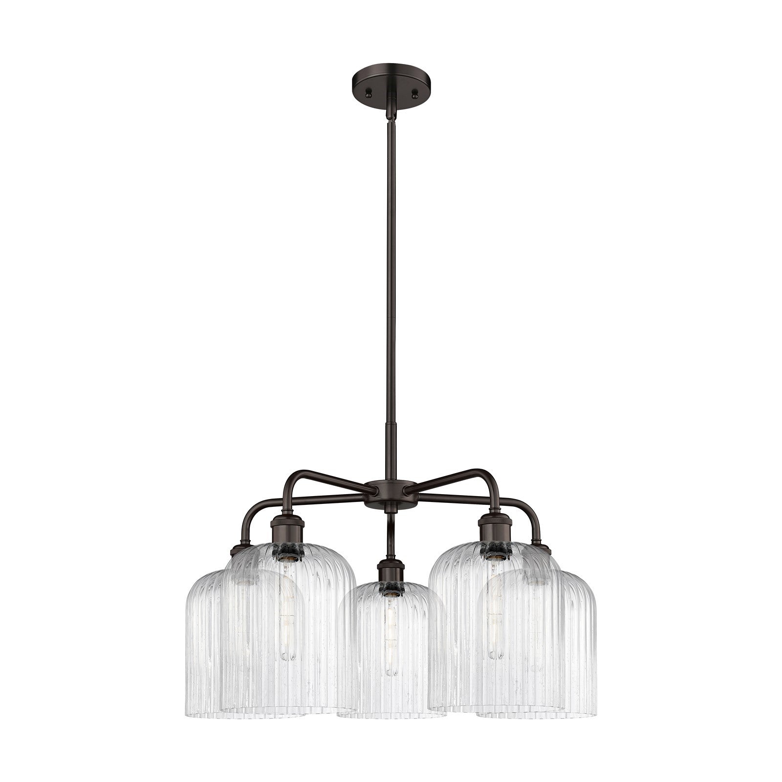 Innovations Bridal Veil 23in 5-Light Chandelier | Industrial Oil Rubbed Bronze Steel and Seedy Ribbed Glass | Dining Room & | Model 516-5CR-OB-G559-8SDY
