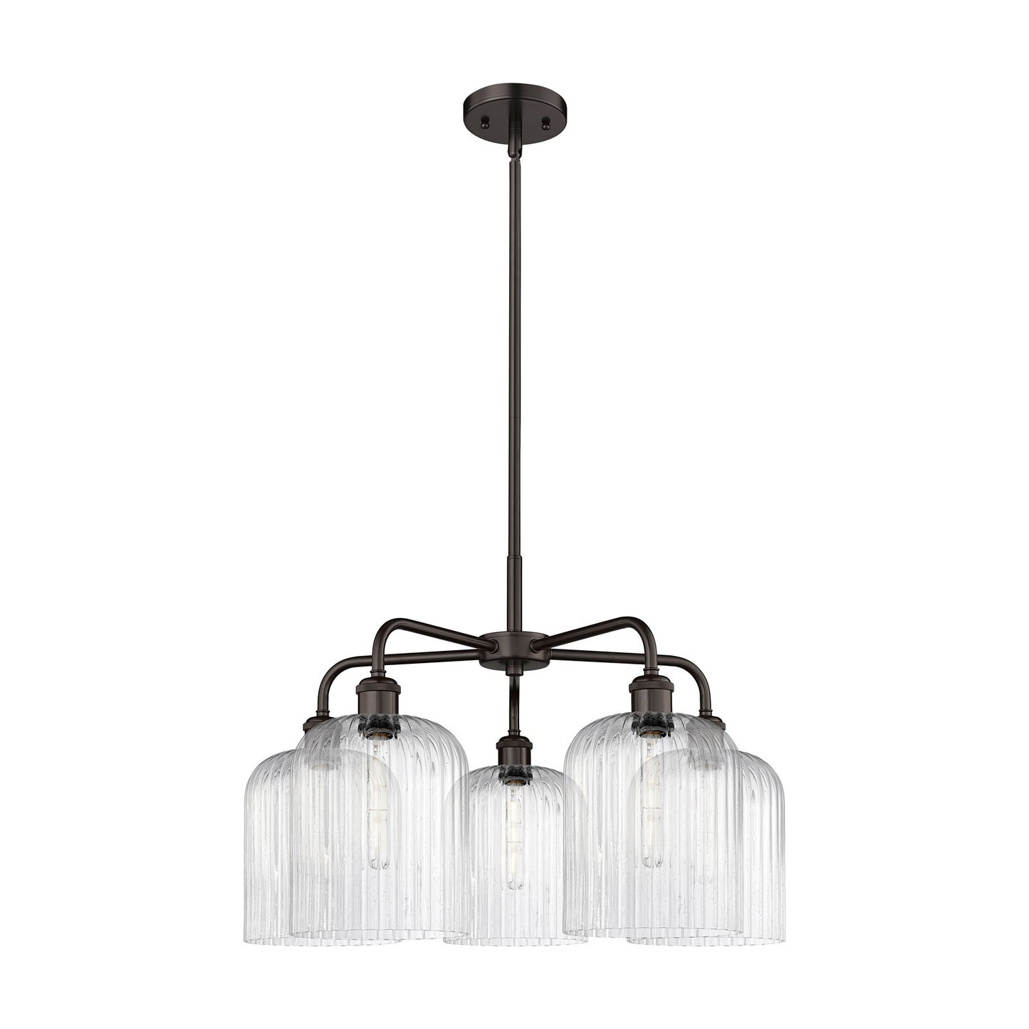 Innovations Bridal Veil 23in 5-Light Chandelier | Industrial Oil Rubbed Bronze Steel and Seedy Ribbed Glass | Dining Room & | Model 516-5CR-OB-G559-8SDY