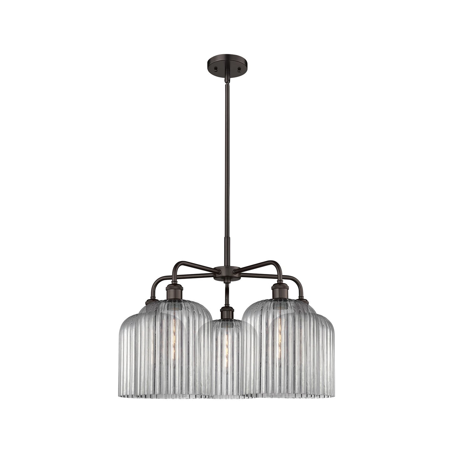 Innovations Bridal Veil 23in 5-Light Chandelier | Art Nouveau Oil Rubbed Bronze and Light Smoke Ribbed Glass | Dining Room & | Model 516-5CR-OB-G559-8SM