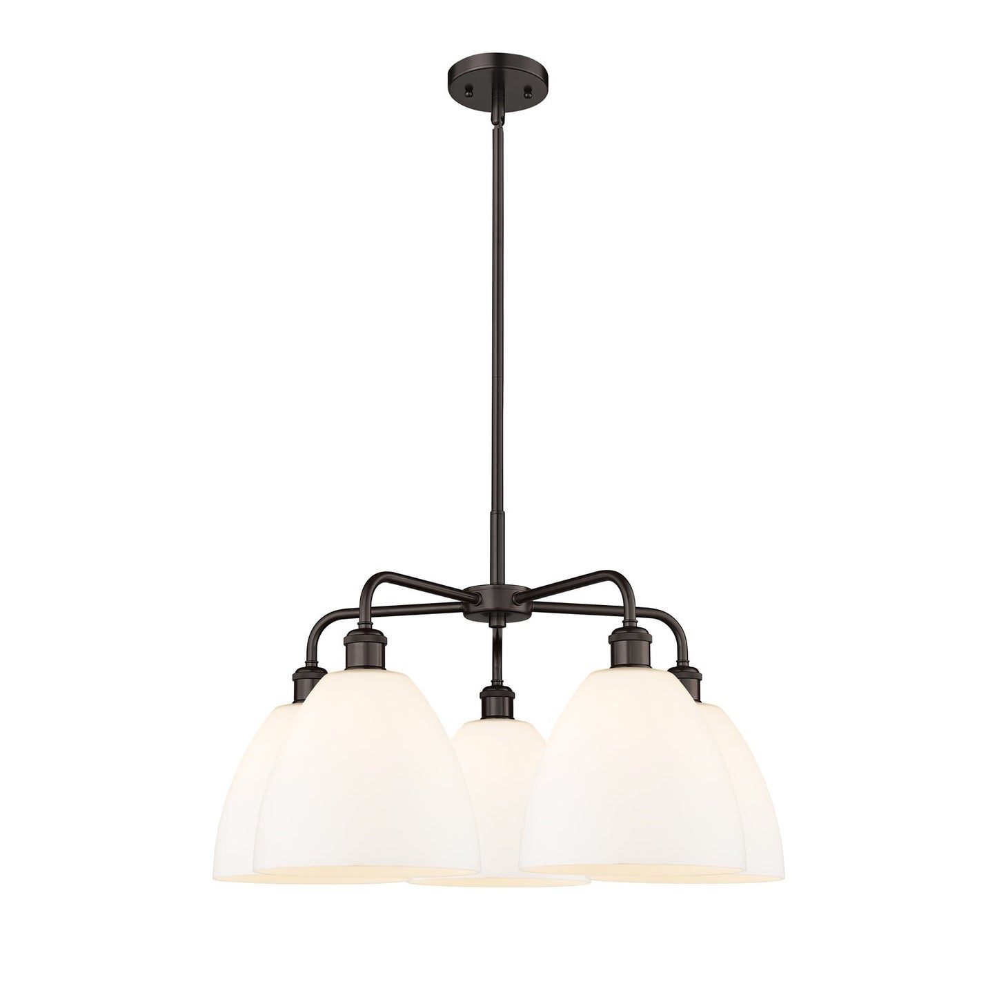 Innovations Bristol 27in 5-Light Chandelier | Industrial Oil Rubbed Bronze Steel and Matte White Glass | Kitchen Island & Dining | Model 516-5CR-OB-GBD-91