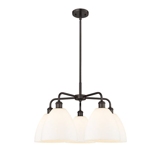 Innovations Bristol 27in 5-Light Chandelier | Industrial Oil Rubbed Bronze Steel and Matte White Glass | Kitchen Island & Dining | Model 516-5CR-OB-GBD-91