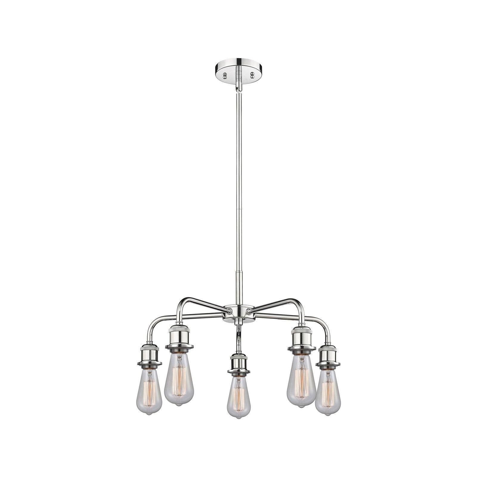 Innovations Ballston 18in 5-Light Chandelier | Industrial Polished Chrome Steel and Cast Brass | Kitchen Island & Dining Room | 18 x 18 | Model 516-5CR-PC
