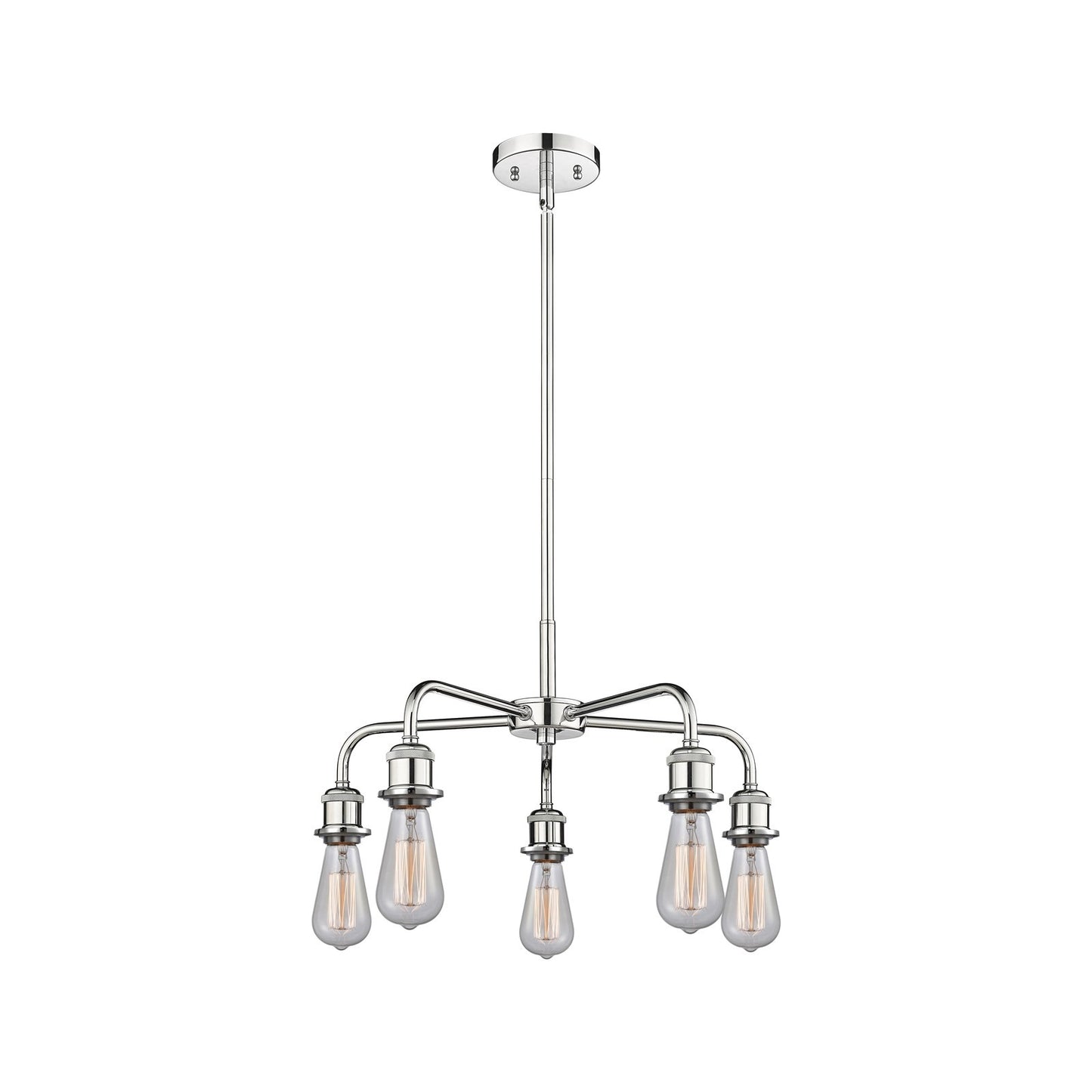 Innovations Ballston 18in 5-Light Chandelier | Industrial Polished Chrome Steel and Cast Brass | Kitchen Island & Dining Room | 18 x 18 | Model 516-5CR-PC