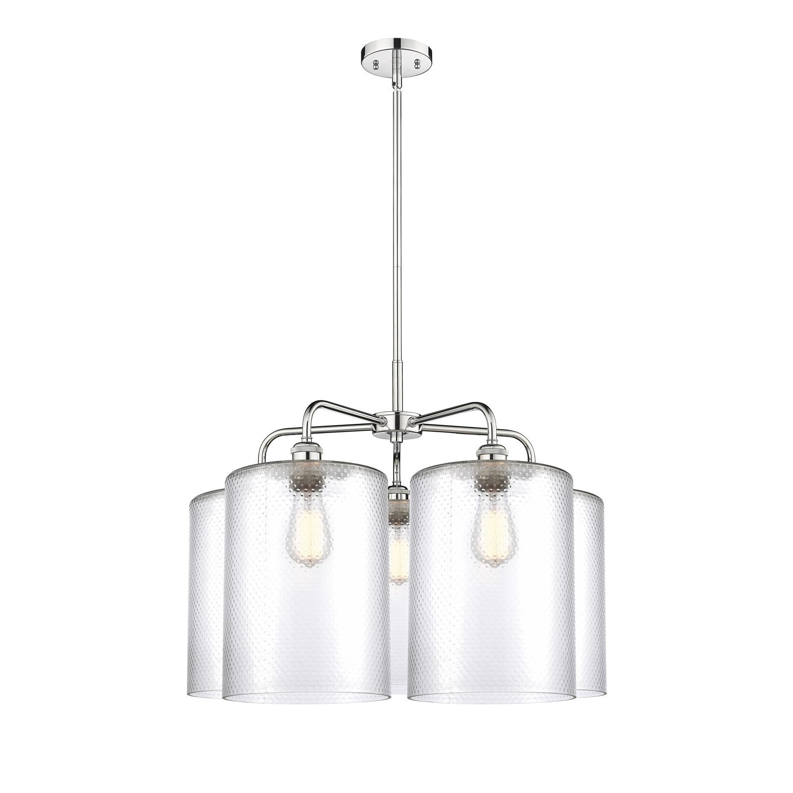 Innovations Cobbleskill 28in 5-Light Chandelier | Industrial Polished Chrome and Clear Glass | Dining Room & Living Room | 27.5 | Model 516-5CR-PC-G112-L