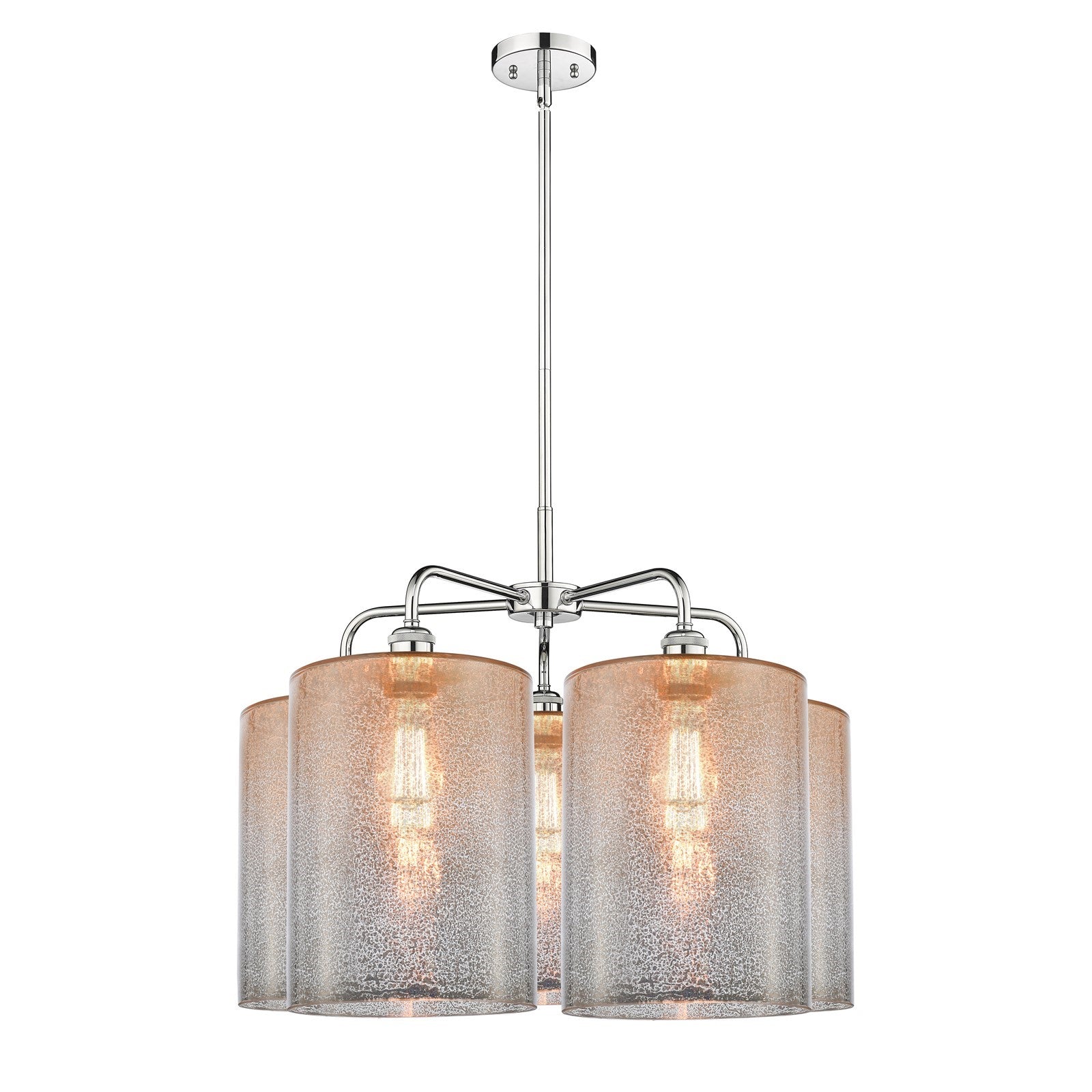 Innovations Cobbleskill 28in 5-Light Chandelier | Industrial Polished Chrome and Mercury Glass | Kitchen Island & Dining Room | Model 516-5CR-PC-G116-L