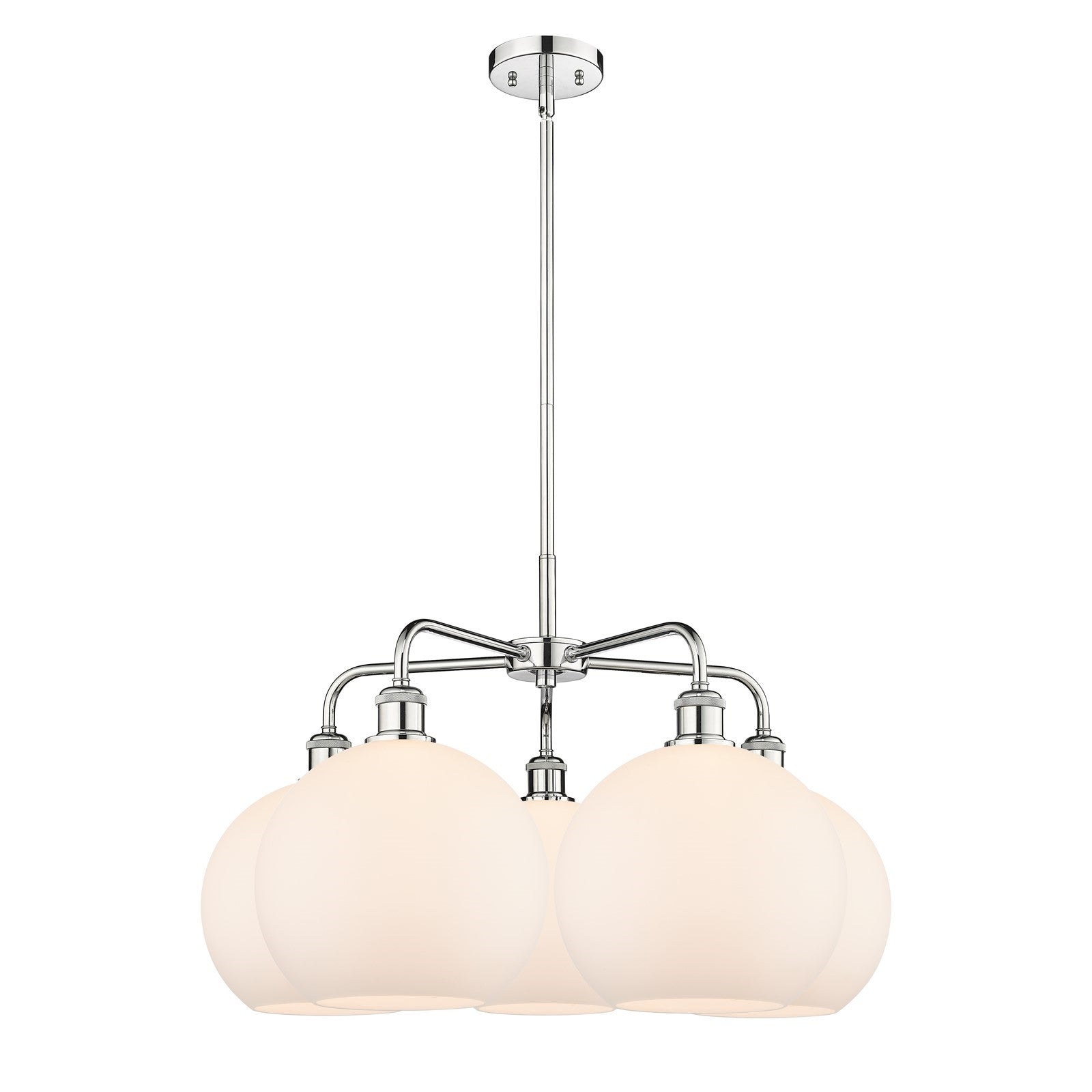 Innovations Athens 28in 5-Light Chandelier | Industrial Polished Chrome and Matte White Glass | Kitchen Island & Dining Room | Model 516-5CR-PC-G121-10