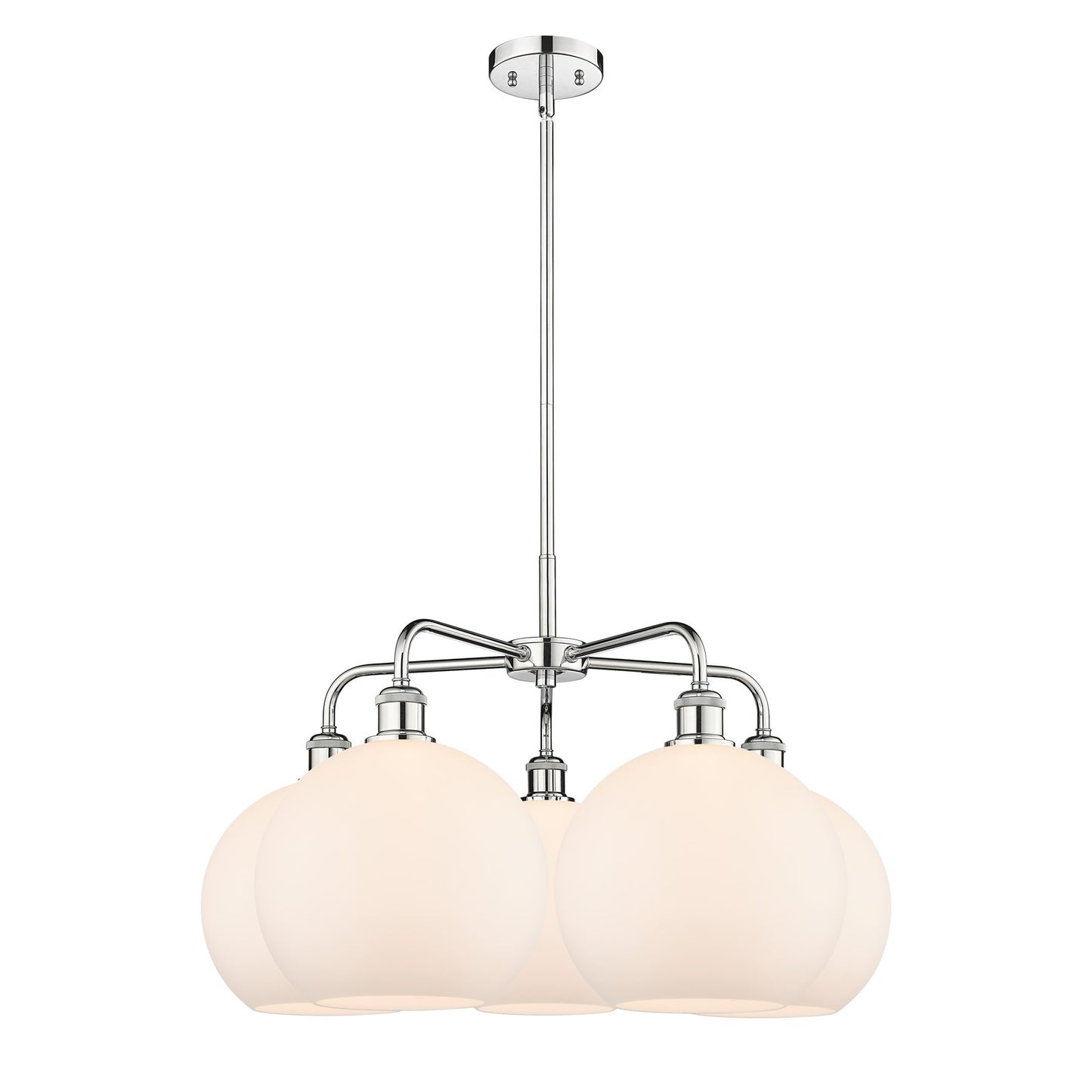 Innovations Athens 28in 5-Light Chandelier | Industrial Polished Chrome and Matte White Glass | Kitchen Island & Dining Room | Model 516-5CR-PC-G121-10