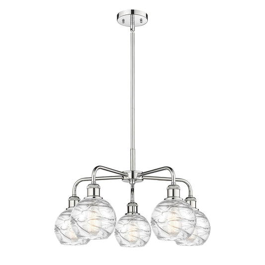 Innovations Athens Deco Swirl 24in 5-Light Chandelier | Industrial Polished Chrome and Clear Deco Swirl Glass | Dining Room & | Model 516-5CR-PC-G1213-6CL