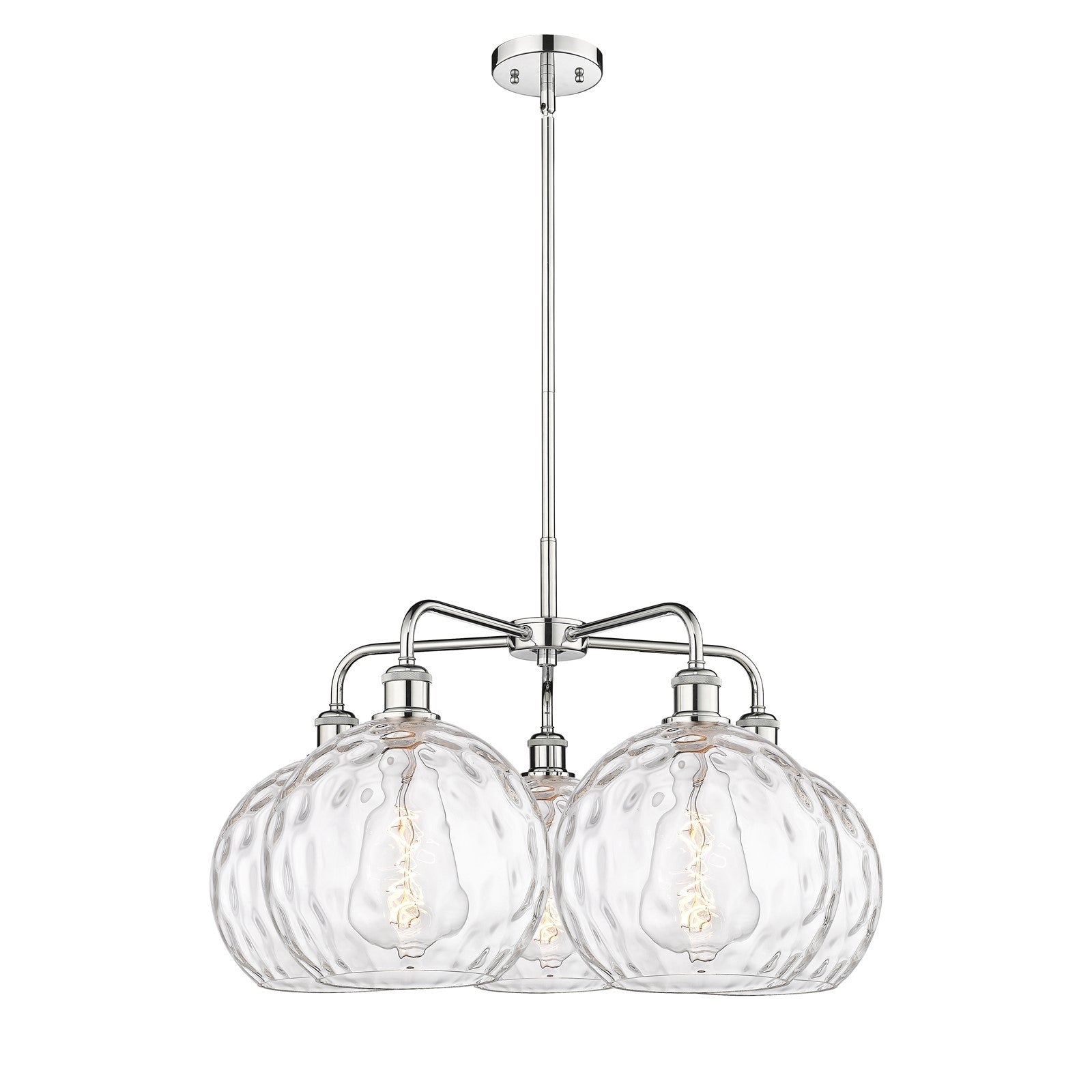 Innovations Athens 28in 5-Light Chandelier | Industrial Polished Chrome and Clear Water Glass | Kitchen Island & Dining Room | Model 516-5CR-PC-G1215-10