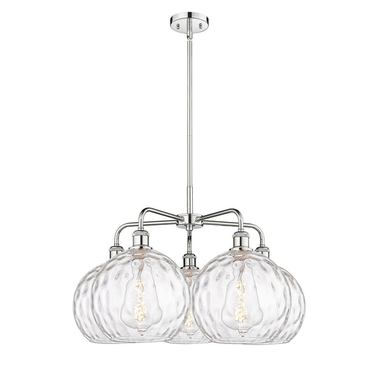 Innovations Athens 28in 5-Light Chandelier | Industrial Polished Chrome and Clear Water Glass | Kitchen Island & Dining Room | Model 516-5CR-PC-G1215-10