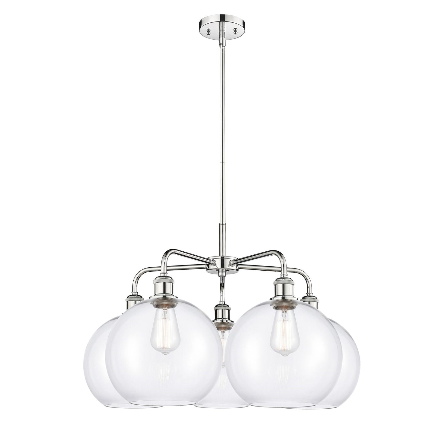 Innovations Athens 28in 5-Light Chandelier | Industrial Polished Chrome and Clear Glass | Dining Room & Living Room | 28 x 28 x | Model 516-5CR-PC-G122-10