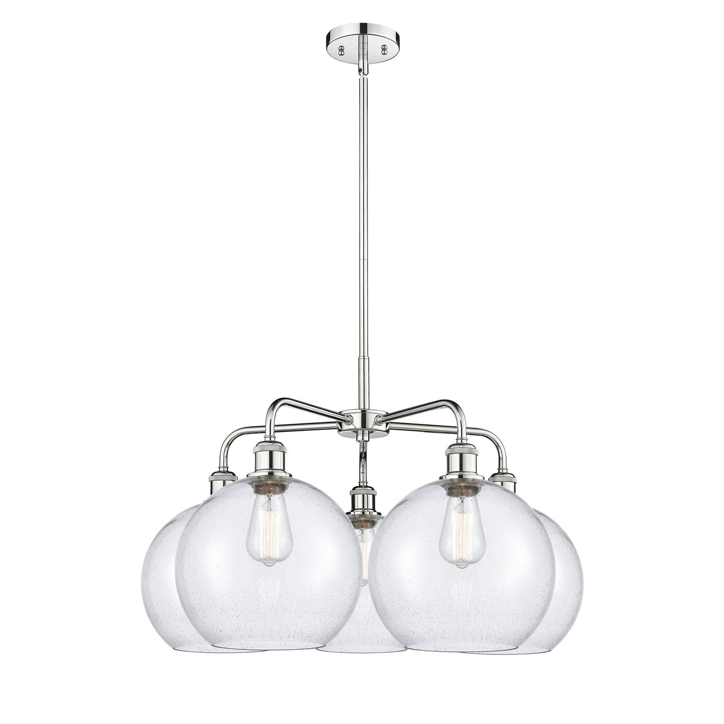 Innovations Athens 28in 5-Light Chandelier | Industrial Polished Chrome Steel and Seedy Glass | Dining Room & Living Room | 28 | Model 516-5CR-PC-G124-10