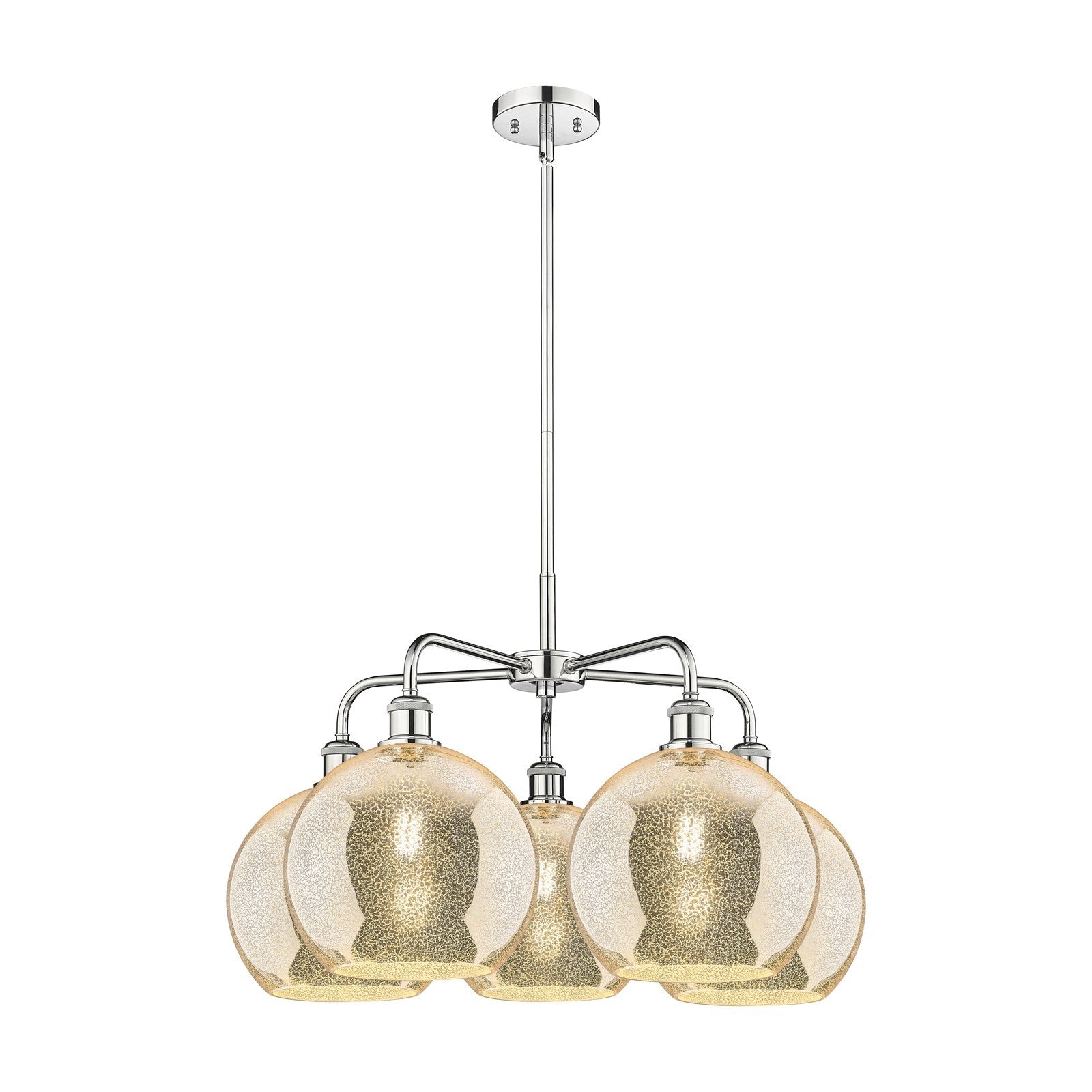 Innovations Athens 28in 5-Light Chandelier | Industrial Polished Chrome and Mercury Glass | Dining Room & Living Room | 28 x 28 | Model 516-5CR-PC-G128-10