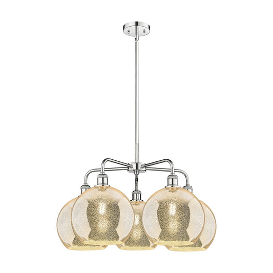 Innovations Athens 28in 5-Light Chandelier | Industrial Polished Chrome and Mercury Glass | Dining Room & Living Room | 28 x 28 | Model 516-5CR-PC-G128-10
