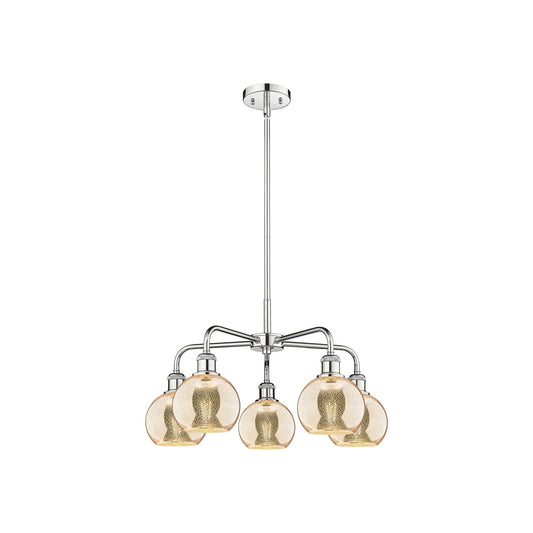 Innovations Athens 24in 5-Light Chandelier | Industrial Polished Chrome and Mercury Glass | Dining Room & Living Room | 23.88 x | Model 516-5CR-PC-G128-6